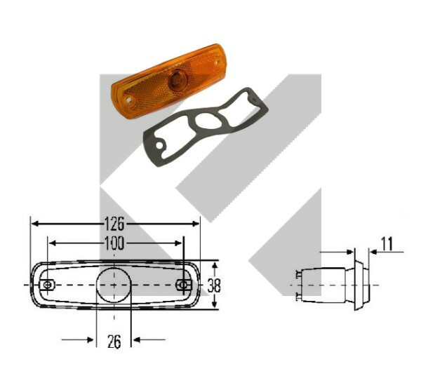 SIDE MARKER 24V C/LAMP.C/GUARN.