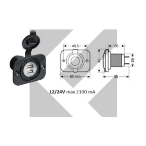 DOPPIA PRESA USB 12/24V 2