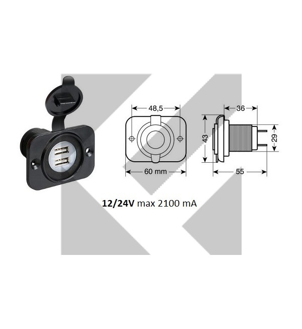 DOPPIA PRESA USB 12/24V 2,1 A - F.R.A.