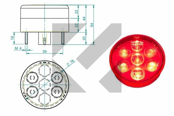 FANALE RETRONEBBIA LED 24V MOD.414
