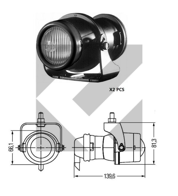 KIT FENDINEBBIA 12V H3 (2PZ) C/STAFFA