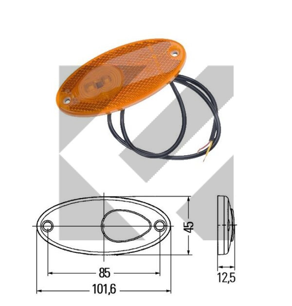 SIDE MARKER OVALE LED 12V