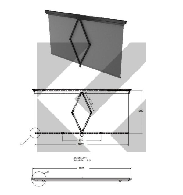 TENDA PARABREZZA MANUALE 1145X500 MM