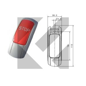 PULSANTE STOP BASE PIANA GRIGIO/ROSSO/BRAILLE