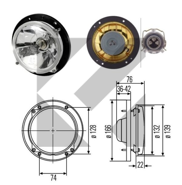 PROIETTORE PRINCIPALE 12V H4