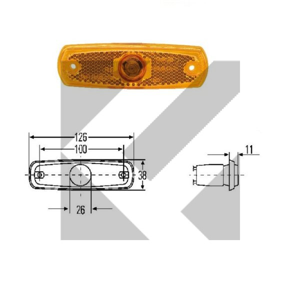 SIDE MARKER 130X40 C/LAMP.24V