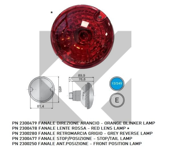 FANALE POSIZIONE POST.ROSSO D.95