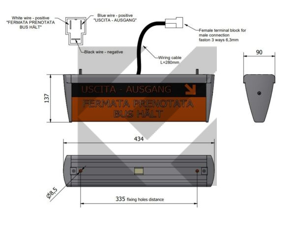 CARTELLO LED FERMATA/EXIT 24V ITA/TED.