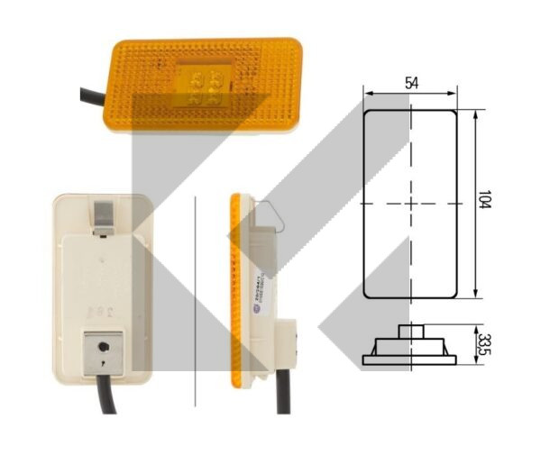 SIDE MARKER 4LED  24V 104X54 C/CAVO 500MM