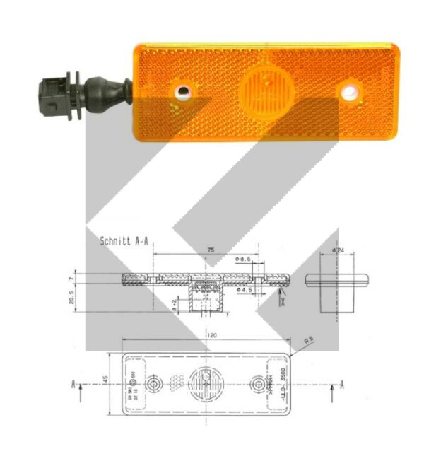 SIDE MARKER LED 120X45MM 24V