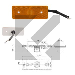 SIDE MARKER LED 24V 120X45