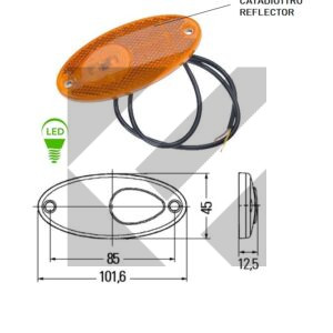 SIDE MARKER OVALE LED 24V 102X45 MM