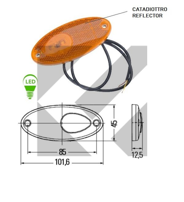 SIDE MARKER OVALE LED 24V 102X45 MM