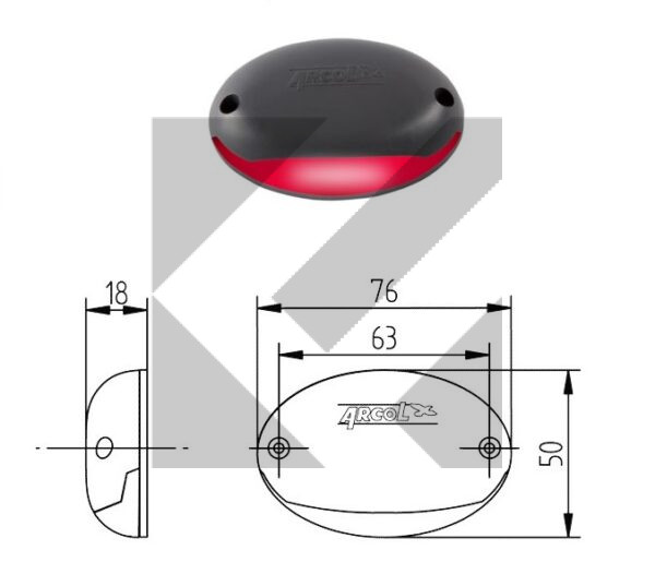 PLAFONIERA LED 12/24V  LUCE ROSSA