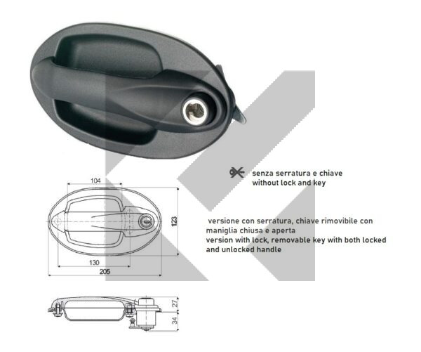 MANIGLIA PORTA AUTISTA S/CHIAVE