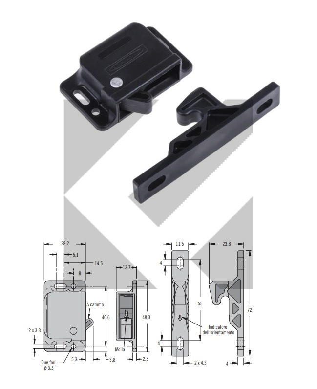 PUSH TO CLOSE LATCH/RETAINER 44N - F.R.A.
