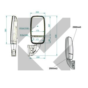 VETRO SPECCHIO GRANDE 12V MOD.314-2