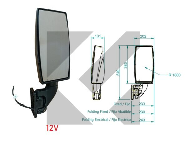 RETROVISORE DX 12V MOD.345/143