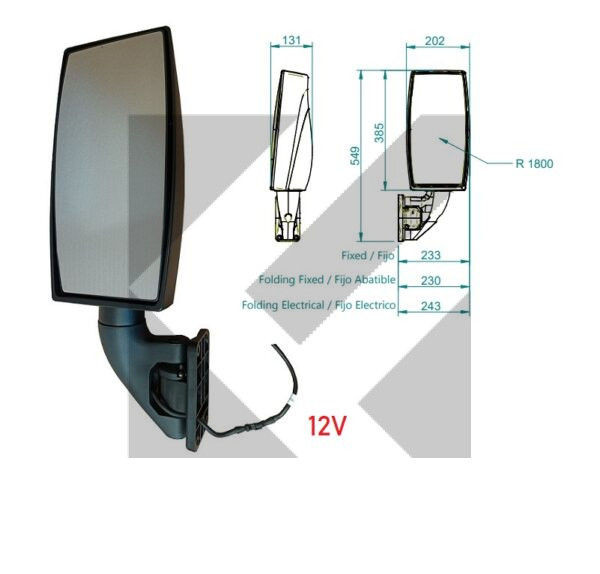 RETROVISORE SX 12V MOD.345/143