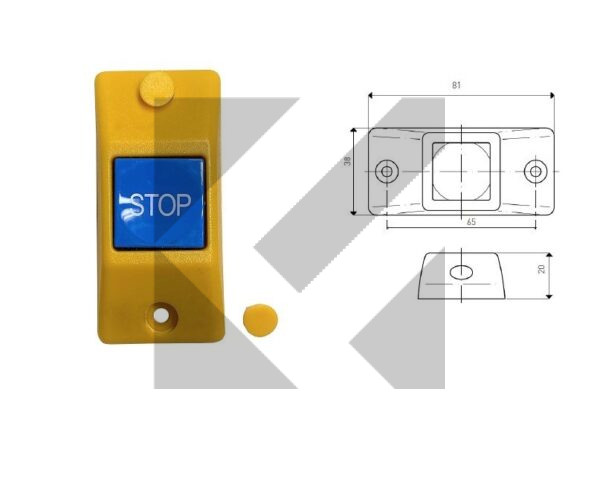 PULSANTE FERMATA GIALLO/BLU BASE PIANA