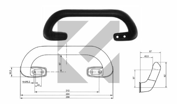 MANIGLIONE NERO PU 300MM