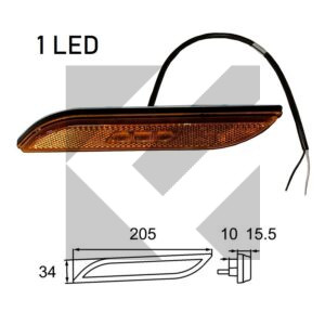 SIDE MARKER 1 LED DX 12/24V C/CAVO