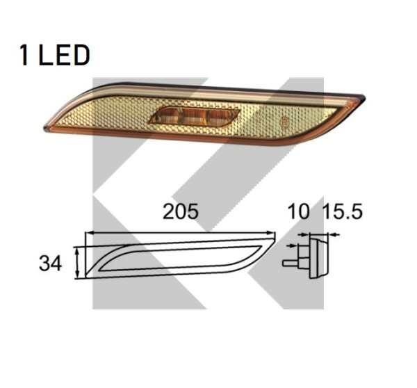 SIDE MARKER 1 LED SX 12/24V C/CAVO