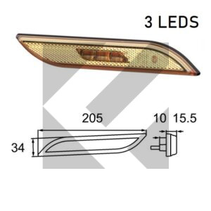 SIDE MARKER 3 LED DX 12/24V C/CAVO