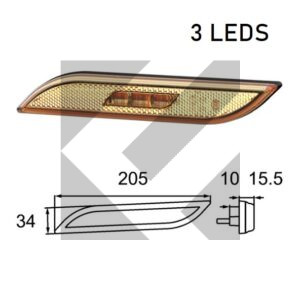 SIDE MARKER 3 LED SX 12/24V C/CAVO