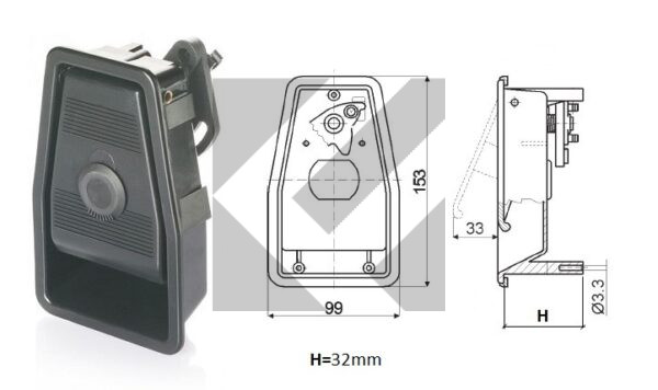 MANIGLIA MANUALE C/CHIAVE H.32MM