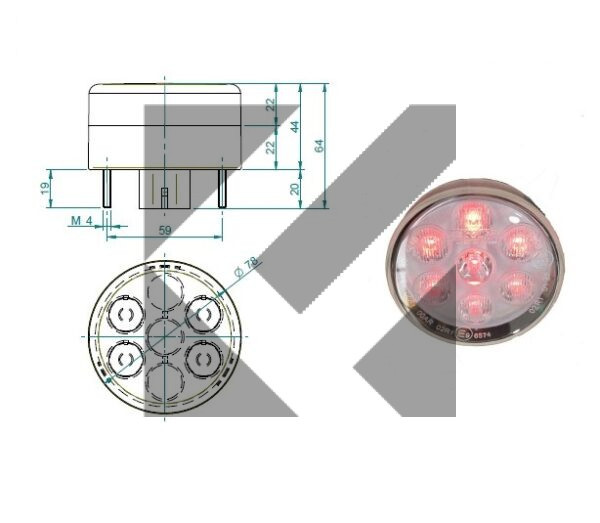 FANALE POST.STOP/POS.LED 12V MOD.414