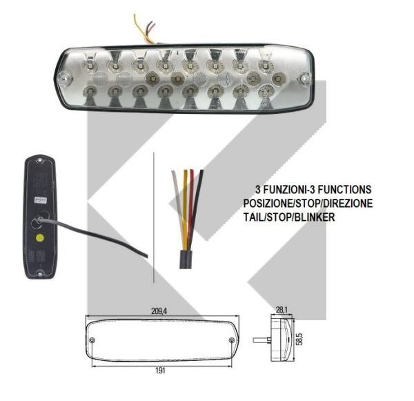 FANALE POST.LED POS/STOP/DIR 12/24V