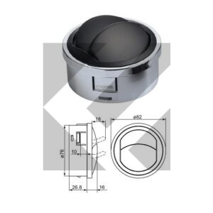 DIFFUSORE ARIA D.82 NERO/CROMATO