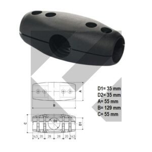 MORSETTO 4 VIE NERO D.35