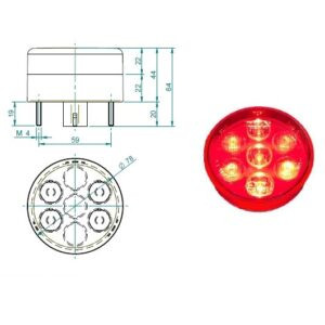 FANALE RETRONEBBIA LED 12V MOD.414