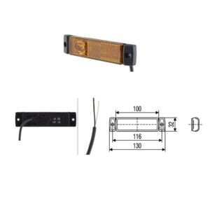 SIDE MARKER LED 24V C/CAVO 150MM