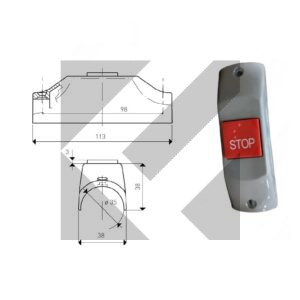 PULSANTE STOP GRIGIO/ROSSO D.35